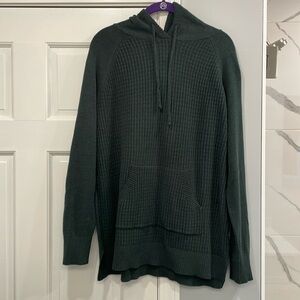 Sonoma Dark Green Knit Tunic Length Hooded Sweater Size L